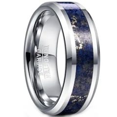 **COI Tungsten Carbide Lapis Lazuli Beveled Edges Ring-8874AA