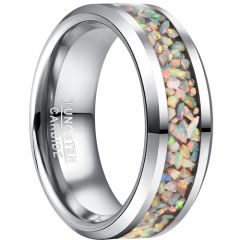 **COI Tungsten Carbide Crushed Opal Beveled Edges Ring-8883AA