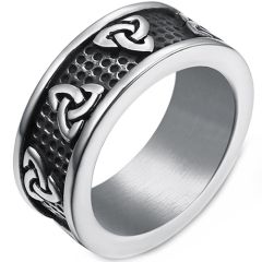 **COI Titanium Black Silver Trinity Knots Ring-8902