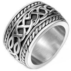 **COI Titanium Black Silver Eternity Celtic Ring-8904