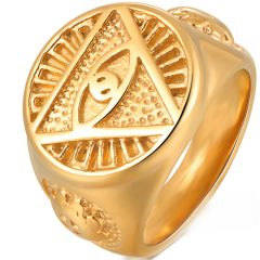 **COI Gold Tone Titanium Masonic Freemason Ring-8914
