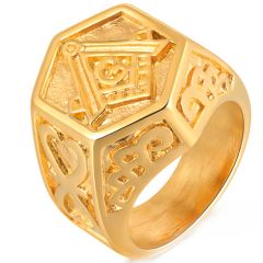 **COI Gold Tone Titanium Masonic Freemason Ring-8917