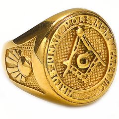 **COI Gold Tone Titanium Masonic Freemason Ring-8932