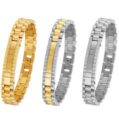 COI Titanium Gold Tone/Silver/Gold Tone Silver Bracelet With Steel Clasp(Length: 8.07 inches)-8951