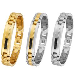 COI Titanium Gold Tone/Silver/Gold Tone Silver Carbon Fiber Bracelet With Steel Clasp(Length: 8.07 inches)-8953
