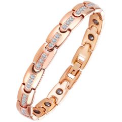 COI Titanium Rose/Silver Cubic Zirconia Bracelet With Steel Clasp(Length: 8.46 inches)-8958