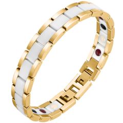 COI Titanium Rose/Silver/Gold Tone White Ceramic Bracelet With Steel Clasp(Length: 8.74 inches)-8959