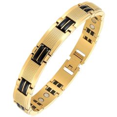 COI Titanium Black Gold Tone Bracelet With Steel Clasp(Length: 8.66 inches)-8960