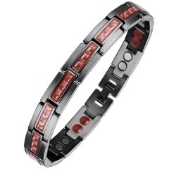 COI Titanium Rose/Silver/Black Red Carbon Fiber Bracelet With Steel Clasp(Length: 8.27 inches)-8962