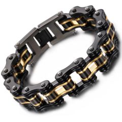 COI Titanium Black Gold Tone Bracelet With Steel Clasp(Length: 8.27 inches)-8993