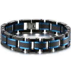 COI Titanium Black Blue/Rose/Silver Carbon Fiber Bracelet With Steel Clasp(Length: 8.47 inches)-8996
