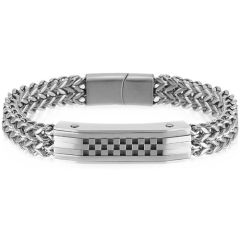 COI Titanium Gold Tone/Silver Checkered Flag Bracelet With Steel Clasp(Length: 7.87 inches)-9008