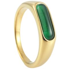 **COI Titanium Gold Tone/Silver Ring With Synthetic Jade-9011