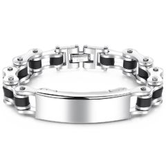 COI Titanium Black Silver Bracelet With Steel Clasp(Length: 8.27 inches)-9014