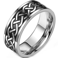 **COI Titanium Black Silver Celtic Eternity Ring-9038