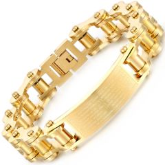 COI Titanium Gold Tone/Silver Cross Prayer Bracelet With Steel Clasp(Length: 8.98 inches)-9074