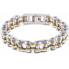 COI Titanium Silver Black/Gold Tone/Silver Bracelet With Steel Clasp(Length: 8.86 inches)-9095