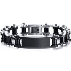 COI Titanium Black Silver Bracelet With Steel Clasp(Length: 9.25 inches)-9097
