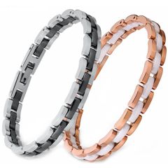 COI Titanium Rose/Silver Ceramic Bracelet With Steel Clasp(Length: 7.87 inches)-9106