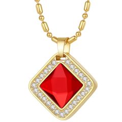**COI Gold Tone Titanium Created Ruby/Sapphire/Emerald/Amethyst Pendant With Cubic Zirconia-9107