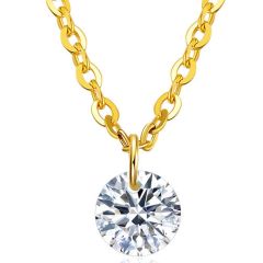 **COI Titanium Gold Tone/Rose/Silver Necklace With Cubic Zirconia(Length: 19.7 inches)-9110