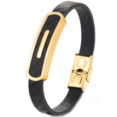 COI Titanium Black/Gold Tone/Silver Carbon Fiber Bracelet With Steel Clasp(Length: 8.27 inches)-9138