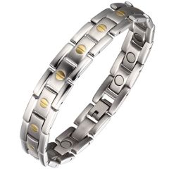 COI Titanium Silver/Gold Tone Silver Screws Bracelet With Steel Clasp(Length: 8.40 inches)-9189