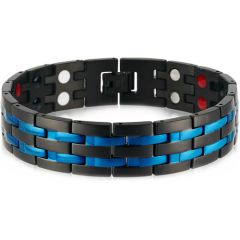 COI Titanium Black Blue Bracelet With Steel Clasp(Length: 8.46 inches)-9196