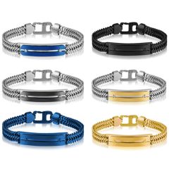 COI Titanium Black Blue Gold Tone Silver Bracelet With Steel Clasp(Length: 7.87 inches)-9197