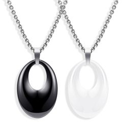 **COI Titanium Pendant With Black/White Ceramic-9208