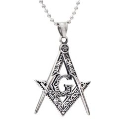 **COI Titanium Black Silver Masonic Freemason Pendant-9211