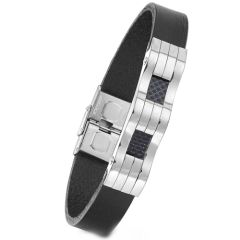 COI Titanium Gold Tone/Black/Silver Carbon Fiber Bracelet With Steel Clasp(Length: 8.27 inches)-9213