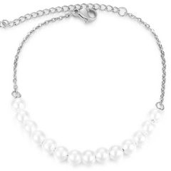 COI Titanium Gold Tone/Rose/Silver Synthetic Pearl Bracelet With Steel Clasp(Length: 9.06 inches)-9215