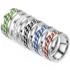 **COI Titanium Silver Black/White/Red/Green/Blue Keychain Link Ring-9232