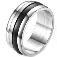 **COI Titanium Black Silver Rotating Ring-9272