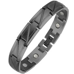 **COI Titanium Black/Silver Bracelet With Steel Clasp(Length: 8.27 inches)-9282
