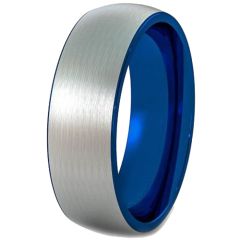 COI Tungsten Carbide Blue Silver Dome Court Ring - TG4355