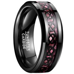 **COI Black Tungsten Carbide Heart Celtic Ring With Carbon Fiber-9311