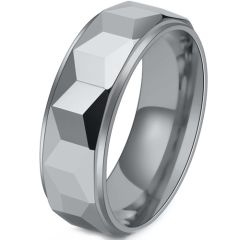 **COI Tungsten Carbide Faceted Step Edges Ring-9313