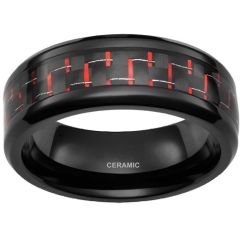 **COI Black Ceramic Beveled Edges Ring With Carbon Fiber-9326AA