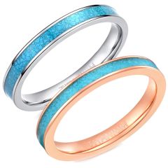 **COI Titanium Rose/Silver Pipe Cut Flat Ring With Turquoise-9347AA
