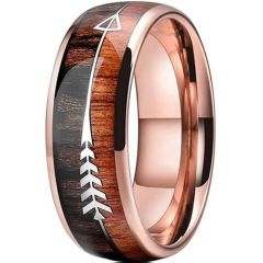 **COI Rose Tungsten Carbide Wood Dome Court Ring With Arrows-9405