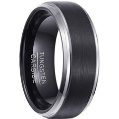 **COI Tungsten Carbide Black Silver Step Edges Ring-9411