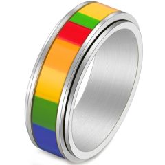 **COI Titanium Rainbow Color Step Edges Ring-9427