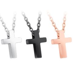 **COI Titanium Black/Silver/Rose Cross Necklace With Chain(Length: 17.70 inches)-9435