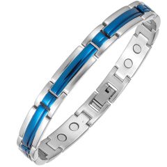 **COI Titanium Blue Silver Bracelet With Steel Clasp(Length: 8.46 inches)-9451