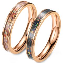 **COI Rose Titanium 4mm Ring With Crushed Opal-9464