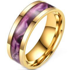 **COI Gold Tone Titanium Ring With Purple Camo-9465