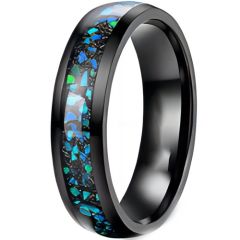 **COI Black Titanium Dome Court Ring With Crushed Opal-9490