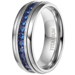 **COI Titanium Ring With Created Blue Sapphire-9491